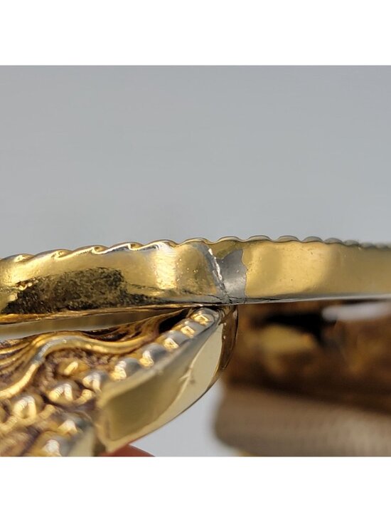 VTG 70s 80s Ornate  Gold-Tone Buckle Embossed Beige/Brown  Textured  Belt